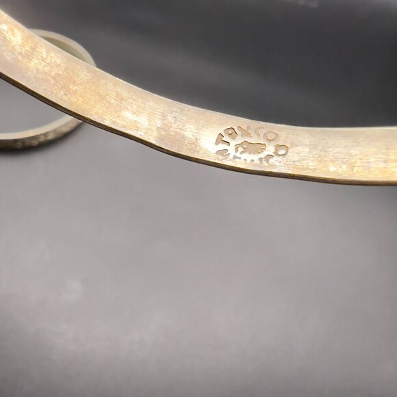 Vintage Taxco Mexican Silver Bangles Pair 2 Floral Fish Boho - Picture 7 of 9